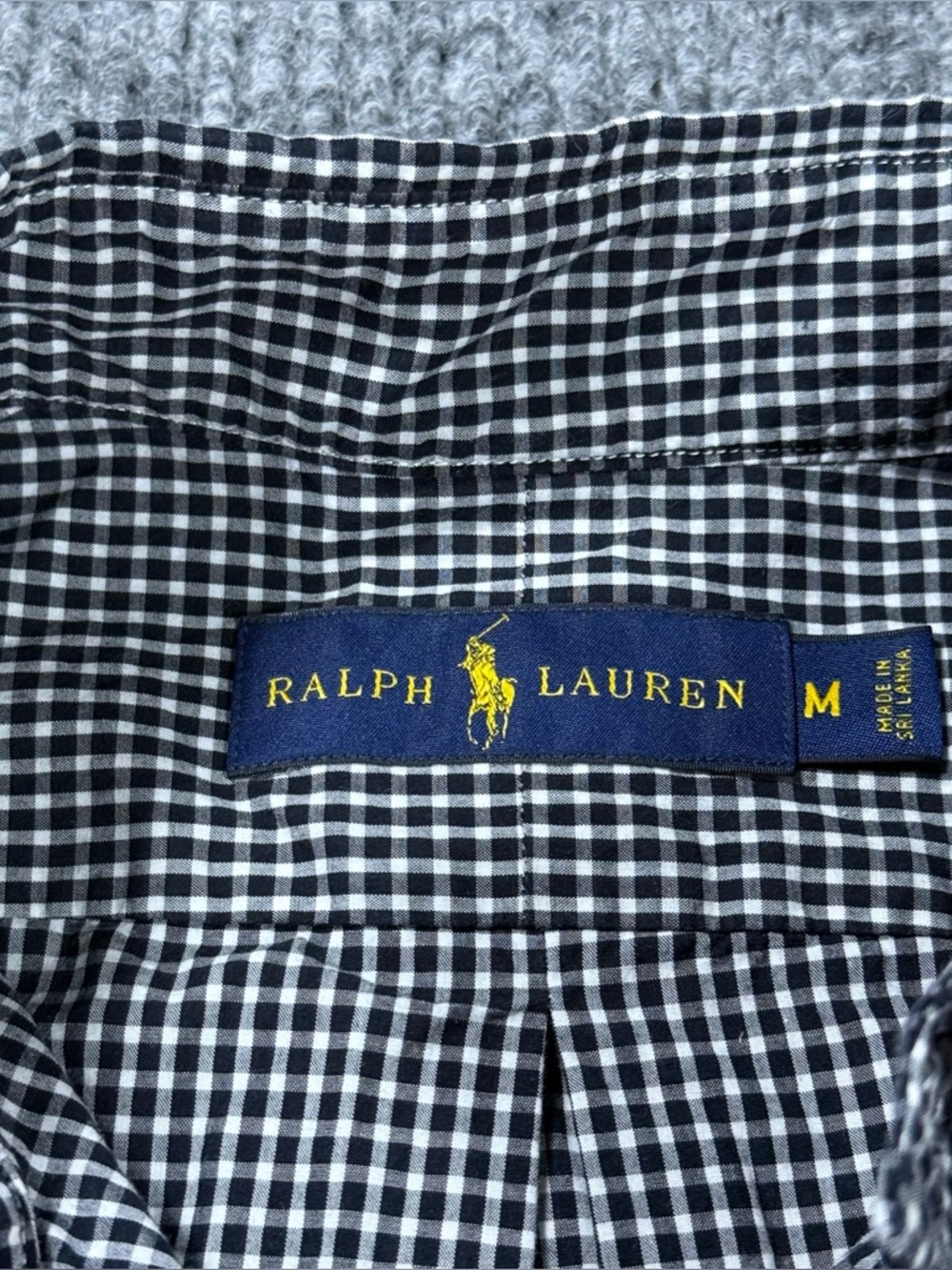 Polo Ralph Lauren Shirt Black White Gingham Long Sleeve Button Down Mens Size M - Picture 2 of 9